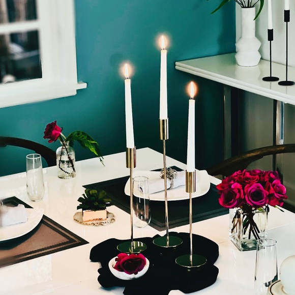 BRAND NEW in box Champagne Gold Taper Candle Holders Set of 3-Tall and GORGEOUS! - Picture 4 of 9